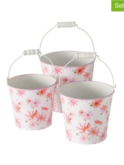 Boltze Pflanzen & Zubehör<3er-Set: Dekoeimer "Rosella" in Weiß/ Rosa