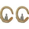 GILDE Dekofiguren & -Objekte<2er-Set: Dekofiguren "Buddha" in Hellbraun - (B)21 x (H)22 x (T)6 cm