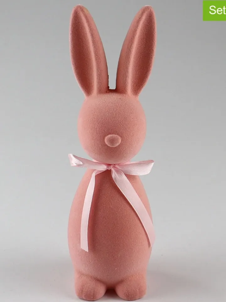 AM Design Dekofiguren & -Objekte<2er-Set: Dekofiguren ''Hase'' in Rosa - (B)5,5 x (H)18 x (T)5 cm
