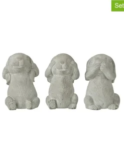 J Line Dekofiguren & -Objekte<3er-Set: Dekofiguren "Hasen" in Grau - (H)20 x Ø 13,5 cm