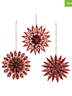 G. Wurm Wohndekoration<12er-Set: Dekohänger ''Snowflake'' in Rot - Ø 10 cm