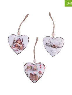 Villa d´Este Weihnachtsschmuck<3er-Set: Dekohänger ''Winter Village'' in Weiß/ Bunt - (L)6,5 x (B)6,5 cm