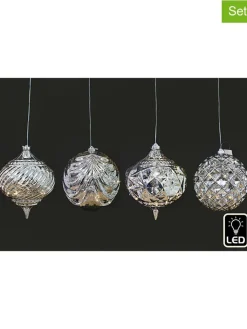 SiL Interiors Lichterketten & Dekobeleuchtung|Lichterketten & Deko-Leuchten<4er-Set: Dekoleuchten in Silber - Ø 20 cm