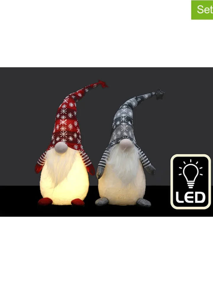 SiL Interiors Lichterketten & Deko-Leuchten<2er-Set: Dekoleuchten "Santa" in Rot/ Grau - (H)40 cm (Überraschungsprodukt)