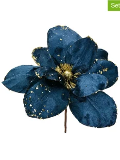 Clayre & Eef Wohndekoration<2er-Set: Dekopflanzen in Dunkelblau/ Gold - (H)25 cm