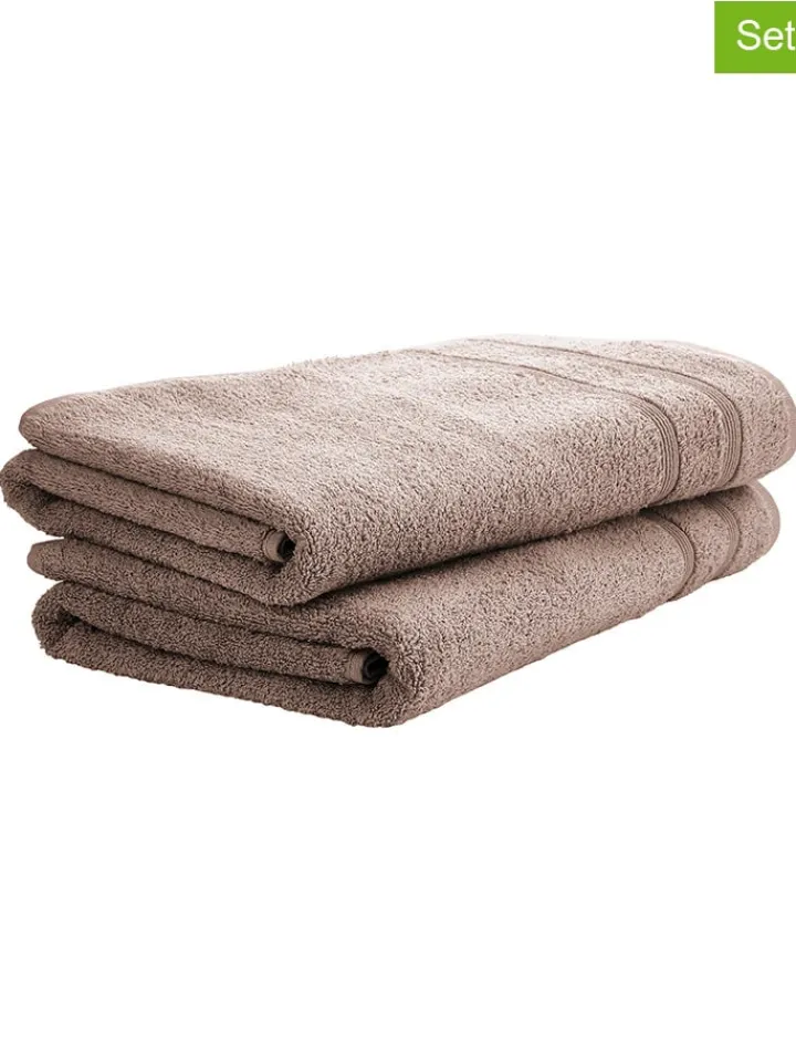 UNCOVER BY SCHIESSER Badtextilien<2er-Set: Duschtücher "Brooklyn" in Taupe
