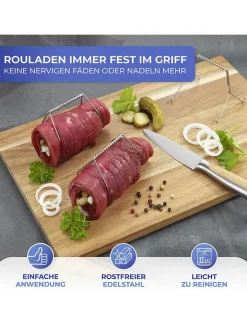 Wenko Koch- & Backutensilien<10er-Set: Edelstahl-Rouladenklammern - (L)7,5 cm