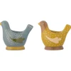 Bloomingville Gedeckter Tisch<2er-Set: Eierbecher "Birdy" in Blau/ Gelb - (B)8 x (H)8 cm