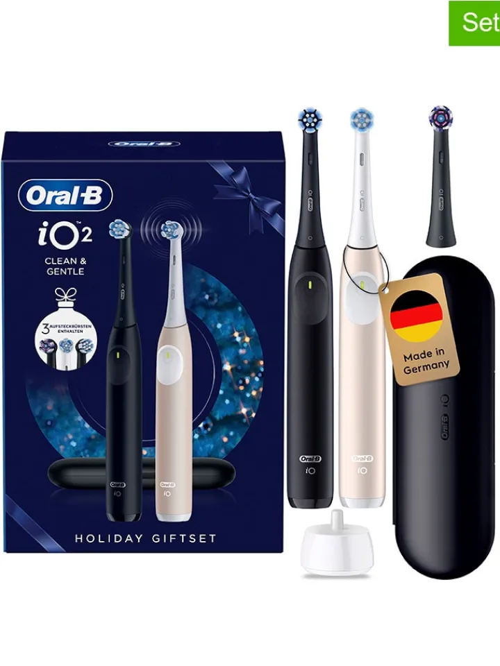 Oral-B Technik|Zahn & Mundpflege<2er-Set: Elektrische Zahnbürsten "iO Series 2" in Schwarz/ Gold