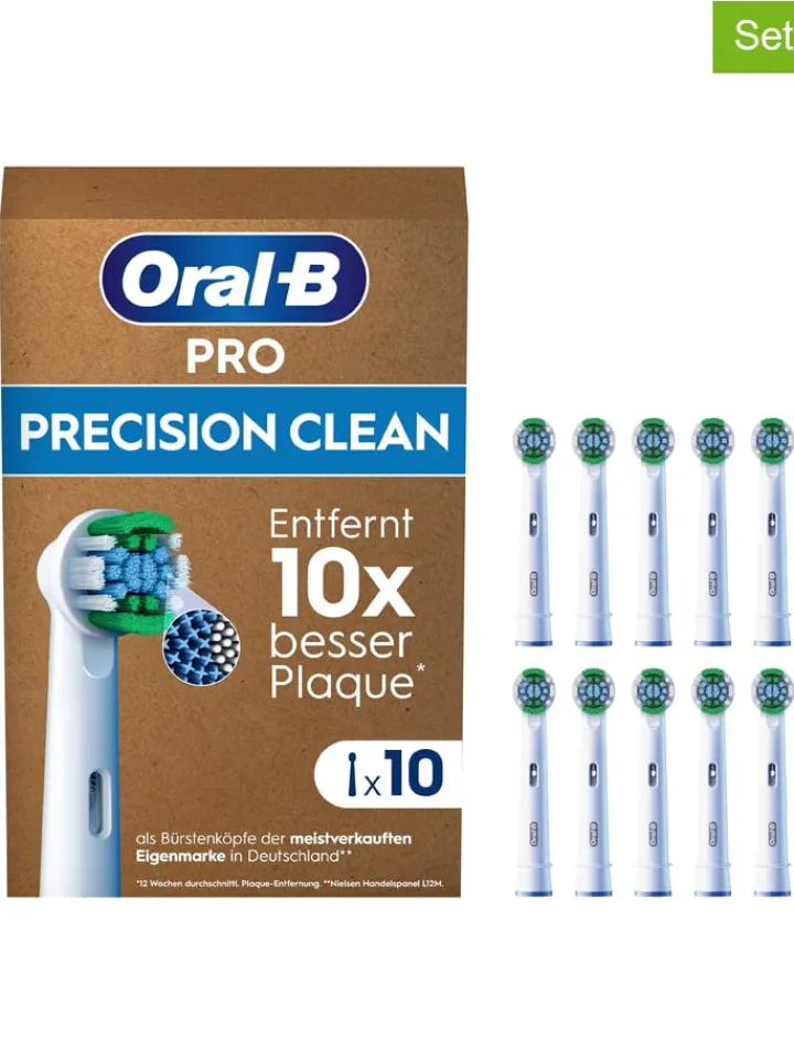 Oral-B Technik|Zahn & Mundpflege<10er-Set: Ersatz-Bürstenköpfe "Precision Clean" in Weiß