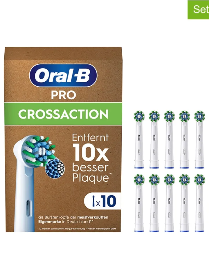 Oral-B Technik|Zahn & Mundpflege<10er-Set: Ersatz-Bürstenköpfe "Pro CrossAction" in Weiß