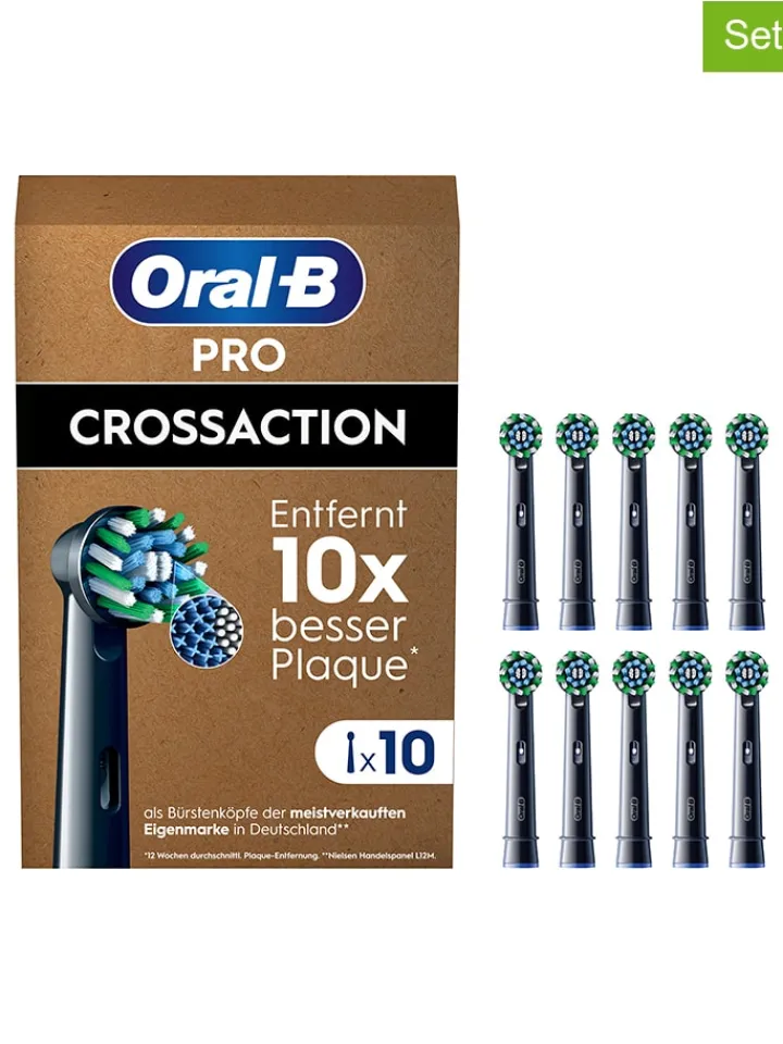 Oral-B Technik|Zahn & Mundpflege<10er-Set: Ersatz-Bürstenköpfe "Pro CrossAction" in Schwarz