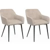 IDOMYA Factory Sitzmöbel<2er-Set: Esszimmerstühle "Ariana" in Hellbraun/ Grau - (B)51 x (H)76 x (T)56 cm