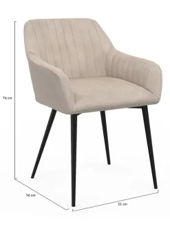 IDOMYA Factory Sitzmöbel<2er-Set: Esszimmerstühle "Ariana" in Hellbraun/ Grau - (B)51 x (H)76 x (T)56 cm