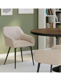 IDOMYA Factory Sitzmöbel<2er-Set: Esszimmerstühle "Ariana" in Hellbraun/ Grau - (B)51 x (H)76 x (T)56 cm