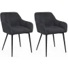 IDOMYA Factory Sitzmöbel<2er-Set: Esszimmerstühle "Ariana" in Anthrazit - (B)51 x (H)76 x (T)56 cm