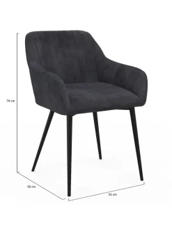 IDOMYA Factory Sitzmöbel<2er-Set: Esszimmerstühle "Ariana" in Anthrazit - (B)51 x (H)76 x (T)56 cm
