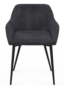 IDOMYA Factory Sitzmöbel<2er-Set: Esszimmerstühle "Ariana" in Anthrazit - (B)51 x (H)76 x (T)56 cm