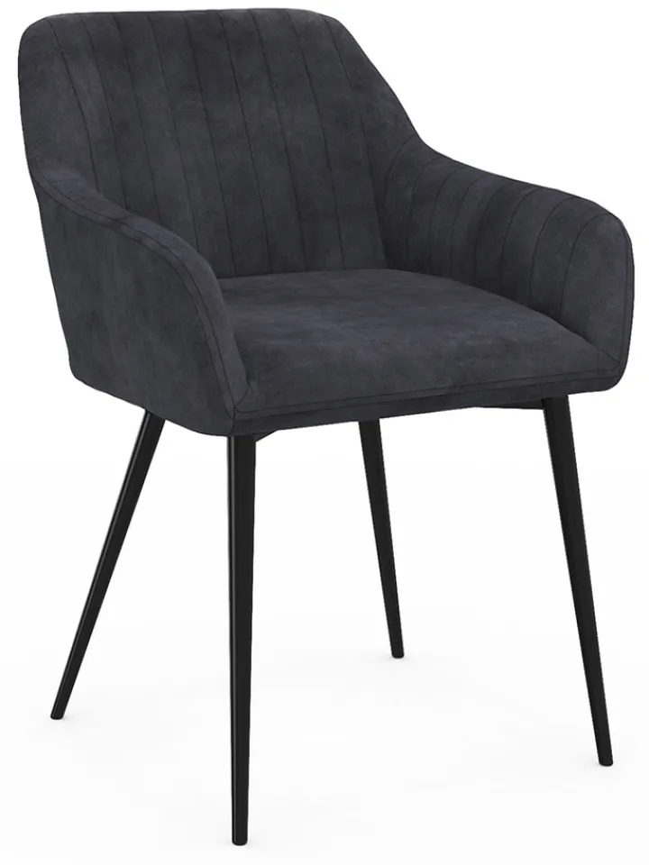 IDOMYA Factory Sitzmöbel<2er-Set: Esszimmerstühle "Ariana" in Anthrazit - (B)51 x (H)76 x (T)56 cm