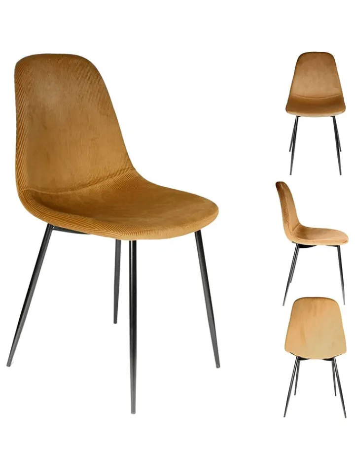 Rétro Chic Sitzmöbel<4er-Set: Esszimmerstühle "Giulia" in Senf - (B)42,5 x (H)87 x (T)44 cm