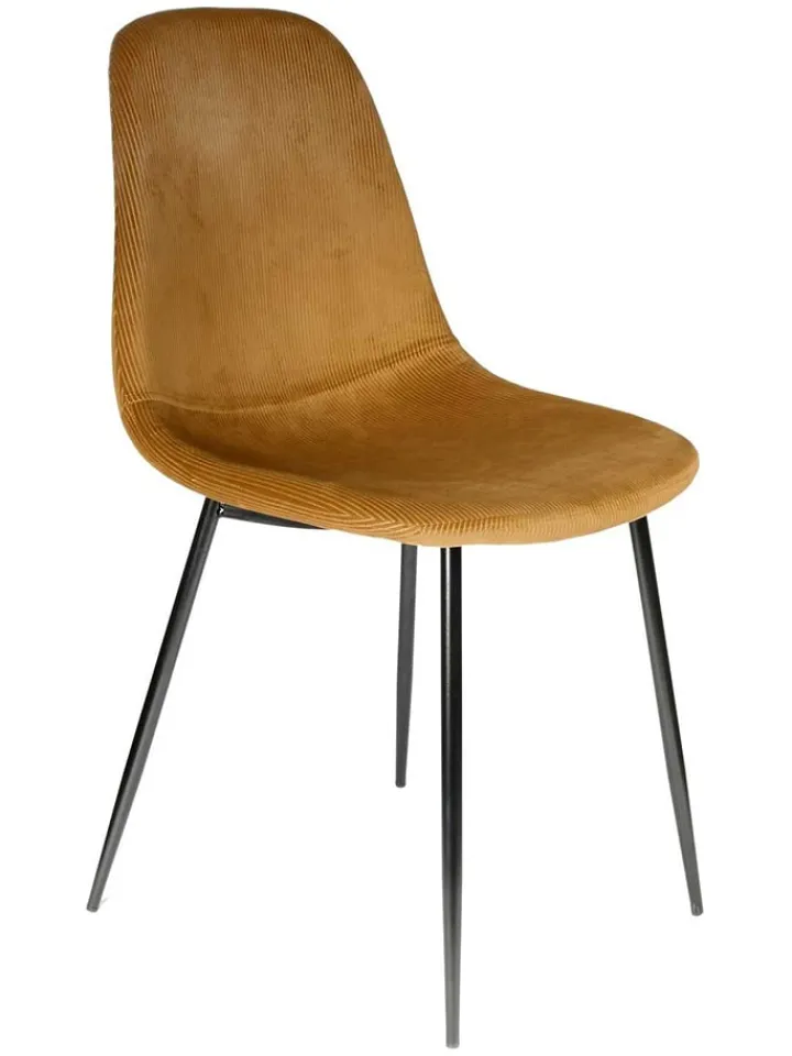 Rétro Chic Sitzmöbel<4er-Set: Esszimmerstühle "Giulia" in Senf - (B)42,5 x (H)87 x (T)44 cm