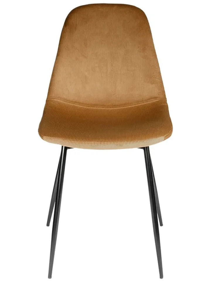 Rétro Chic Sitzmöbel<4er-Set: Esszimmerstühle "Giulia" in Senf - (B)42,5 x (H)87 x (T)44 cm