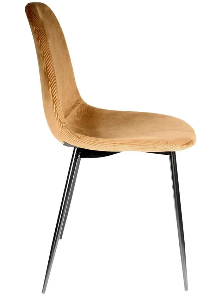 Rétro Chic Sitzmöbel<4er-Set: Esszimmerstühle "Giulia" in Senf - (B)42,5 x (H)87 x (T)44 cm
