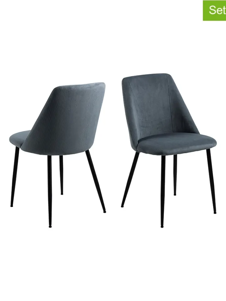 AC Design Sitzmöbel<4er-Set: Esszimmerstühle "Ines" in Grau - (B)49,2 x (H)84 x (T)57,5 cm