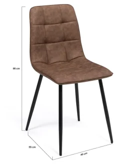 IDOMYA Factory Sitzmöbel<4er-Set: Esszimmerstühle "Linda" in Braun/ Schwarz - (B)55 x (H)88 x (T)46 cm