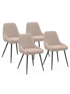 IDOMYA Factory Sitzmöbel<4er-Set: Esszimmerstühle "Ornella" in Beige - (B)47,5 x (H)79 x (T)54 cm