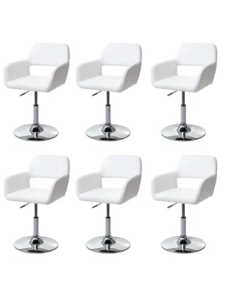 MCW Möbel-Sets<6er-Set Esszimmerstuhl A50, Weiß, Chromfuß