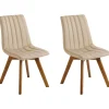 Beliani Sitzmöbel<2er-Set Esszimmerstuhl CALGARY in Beige/Braun