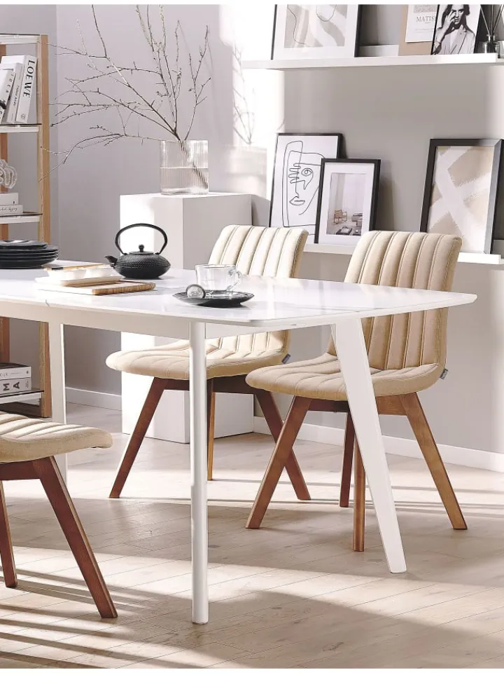 Beliani Sitzmöbel<2er-Set Esszimmerstuhl CALGARY in Beige/Braun