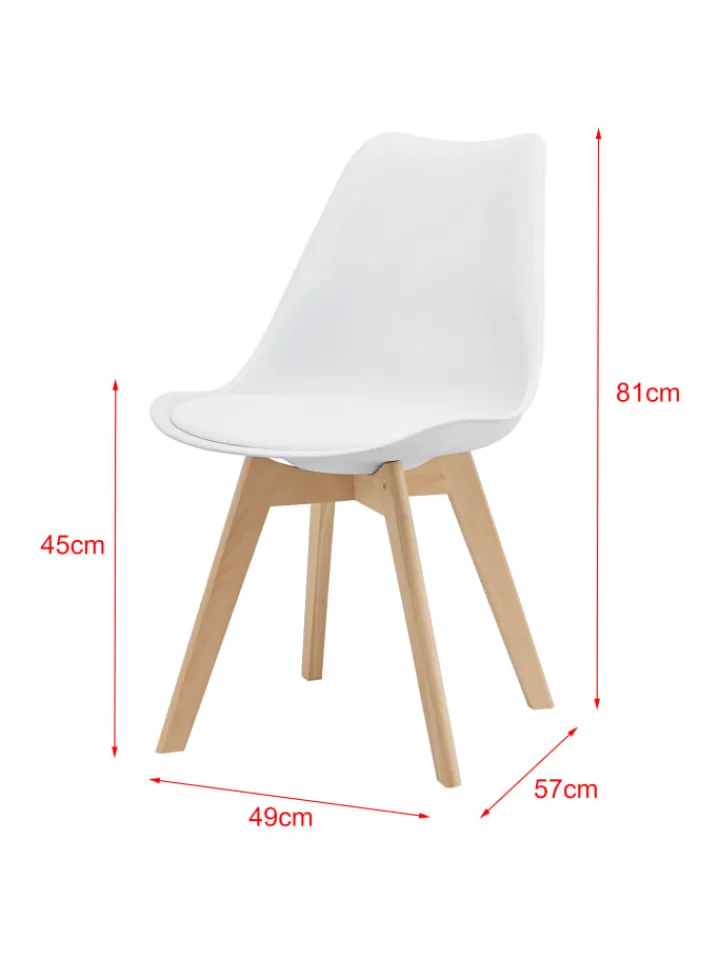 en.casa Sitzmöbel<4er-Set Esszimmerstuhl Fläten in Weiß (H)81cm (B)49cm (T)57cm