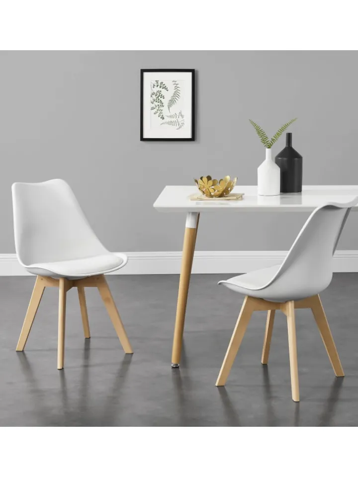 en.casa Sitzmöbel<4er-Set Esszimmerstuhl Fläten in Weiß (H)81cm (B)49cm (T)57cm