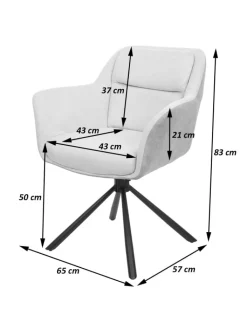 MCW Sitzmöbel<6er-Set Esszimmerstuhl K33 drehbar, Kord-grau