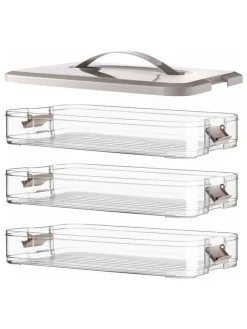 Violeta Home Aufbewahren & Servieren<3er-Set: Frischhaltedosen in Hellgrau - (B)30 x (H)21,5 x (T)5 cm
