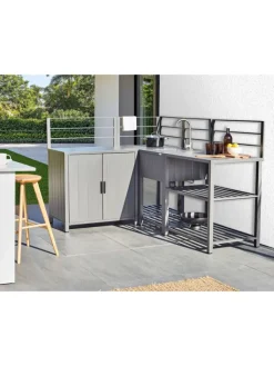 Beliani Gartenmöbel<4er-Set Gartenküche VIGGIANO in Grau