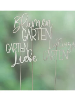 Boltze Gartendekoration<3er-Set: Gartenstäbe "Amica" in Silber - (H)76 cm