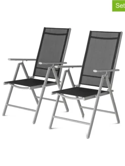Lifa Living Gartenmöbel<2er-Set: Gartenstühle in Anthrazit - (B)56 x (H)106 x (T)87,5 cm