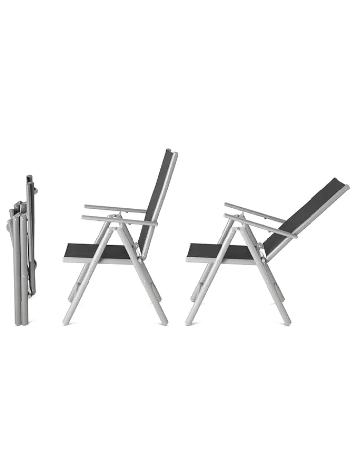 Lifa Living Gartenmöbel<2er-Set: Gartenstühle in Anthrazit - (B)56 x (H)106 x (T)87,5 cm