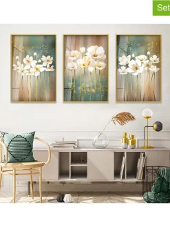 ABERTO DESIGN Wanddekoration<3er-Set: Gerahmte Glasdrucke