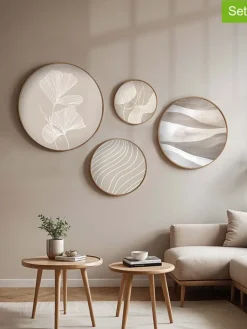 ABERTO DESIGN Wanddekoration<4er-Set: Gerahmte Holzkunstdrucke