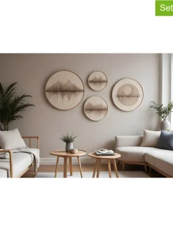 ABERTO DESIGN Wanddekoration<4er-Set: Gerahmte Holzkunstdrucke