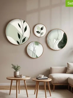 ABERTO DESIGN Wanddekoration<4er-Set: Gerahmte Holzkunstdrucke