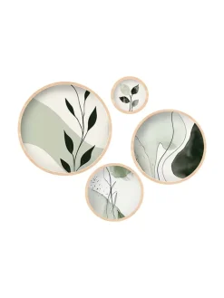 ABERTO DESIGN Wanddekoration<4er-Set: Gerahmte Holzkunstdrucke