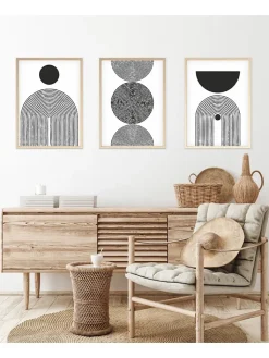 ABERTO DESIGN Wanddekoration<3er-Set: Gerahmte Kunstdrucke