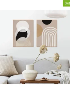 Orangewallz Wanddekoration<2er-Set: Gerahmte Kunstdrucke "Soft Organics"