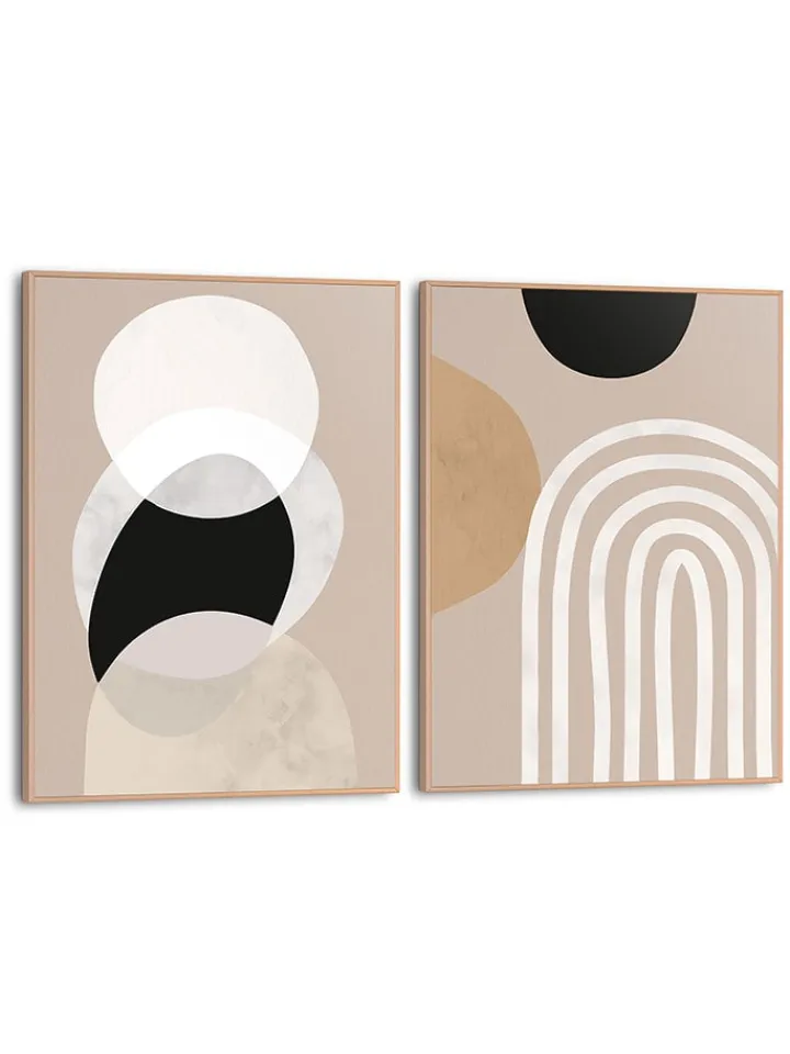 Orangewallz Wanddekoration<2er-Set: Gerahmte Kunstdrucke "Soft Organics"