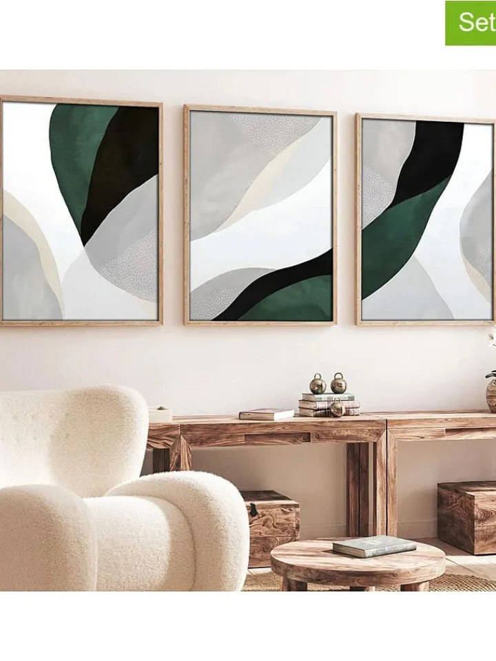 ABERTO DESIGN Wanddekoration<3er-Set: Gerahmte Kunstdrucke